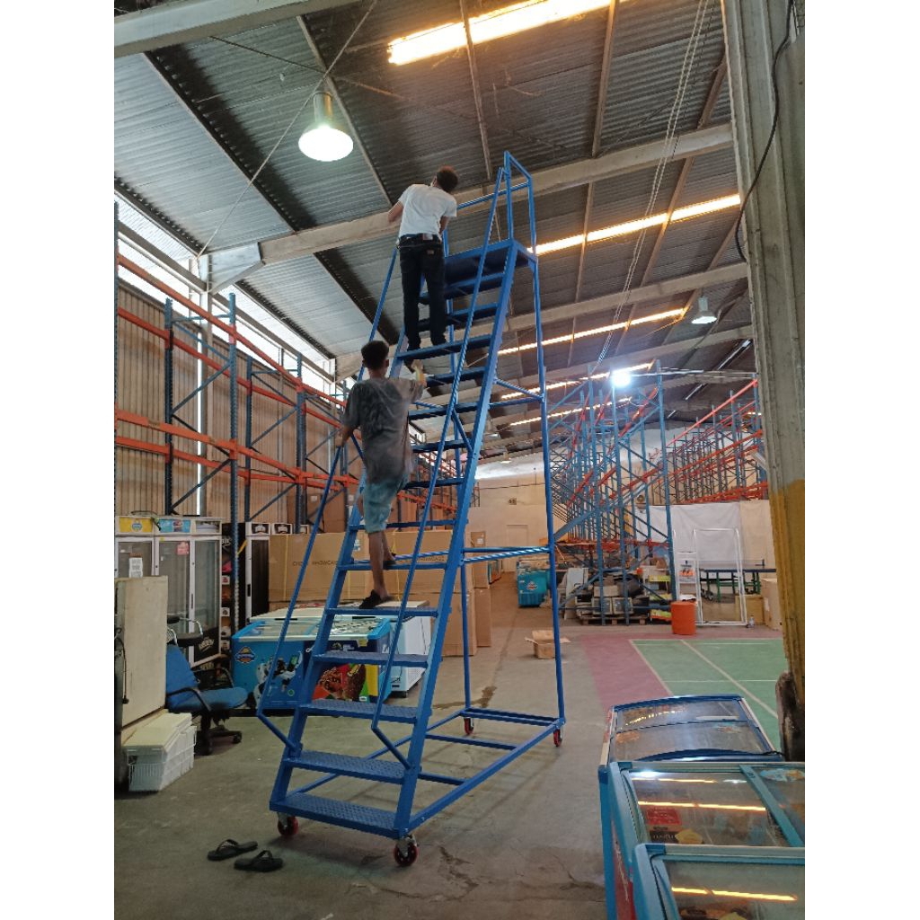 Jual tangga dorong roda 4 meter + railing 70 cm | Shopee Indonesia