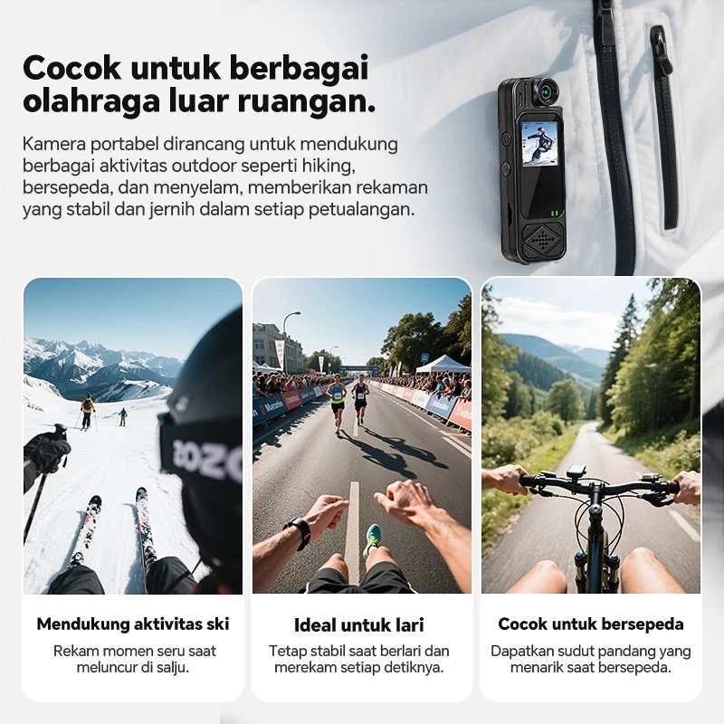 Manu Mini Kamera HD dengan lensa berputar 180 derajat dan layar warna 1.3 inci