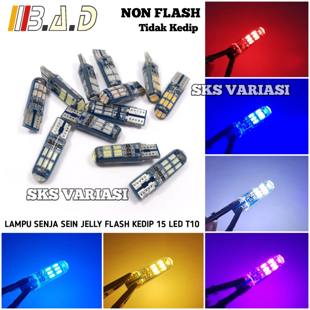 Jual Lampu LED T10 Sein Senja Jelly 15 LED Chip 4014 Mode Flash Kedip ...