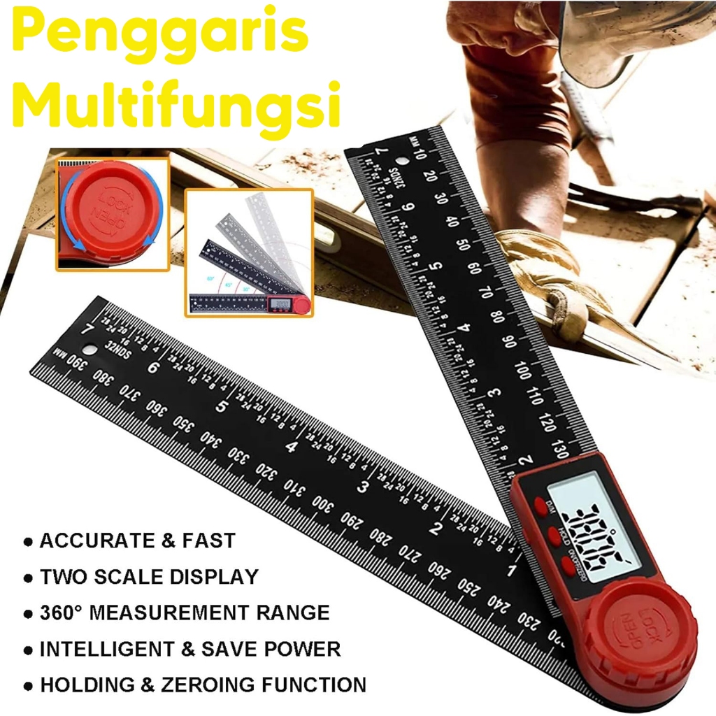 Jual Digital Angle Ruler 20cm Finder Level Penggaris Sudut Siku Tukang ...