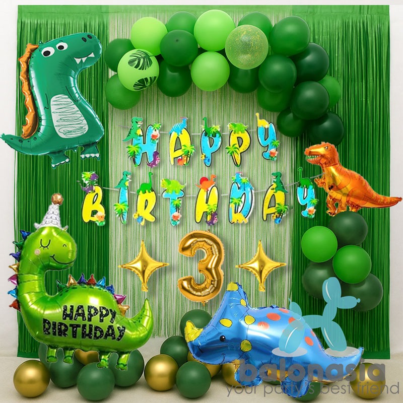 Dekorasi Balon Ulang Tahun Dinosaurus 2 Tirai
