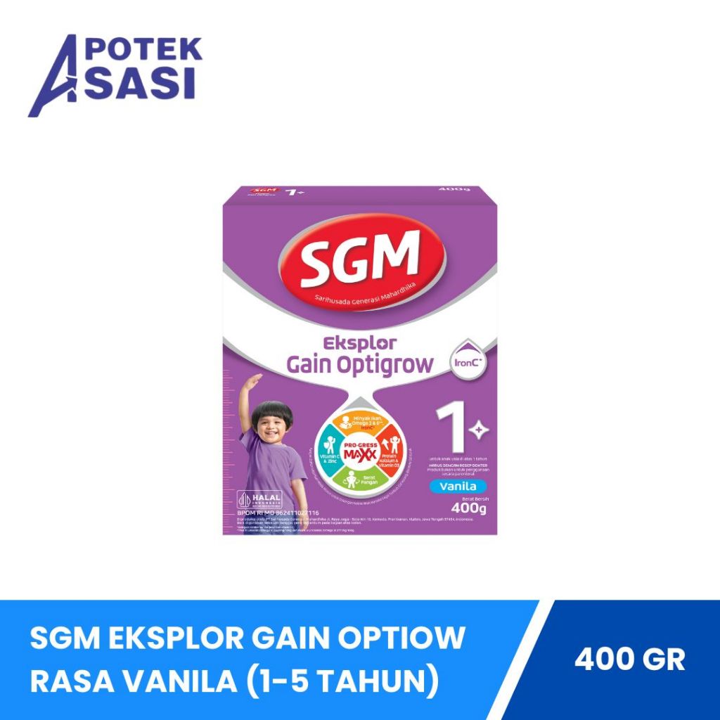 Jual SGM Eksplor Gain Optigrow 1+ Rasa Vanilla - 400 Gram Formula Baru ...