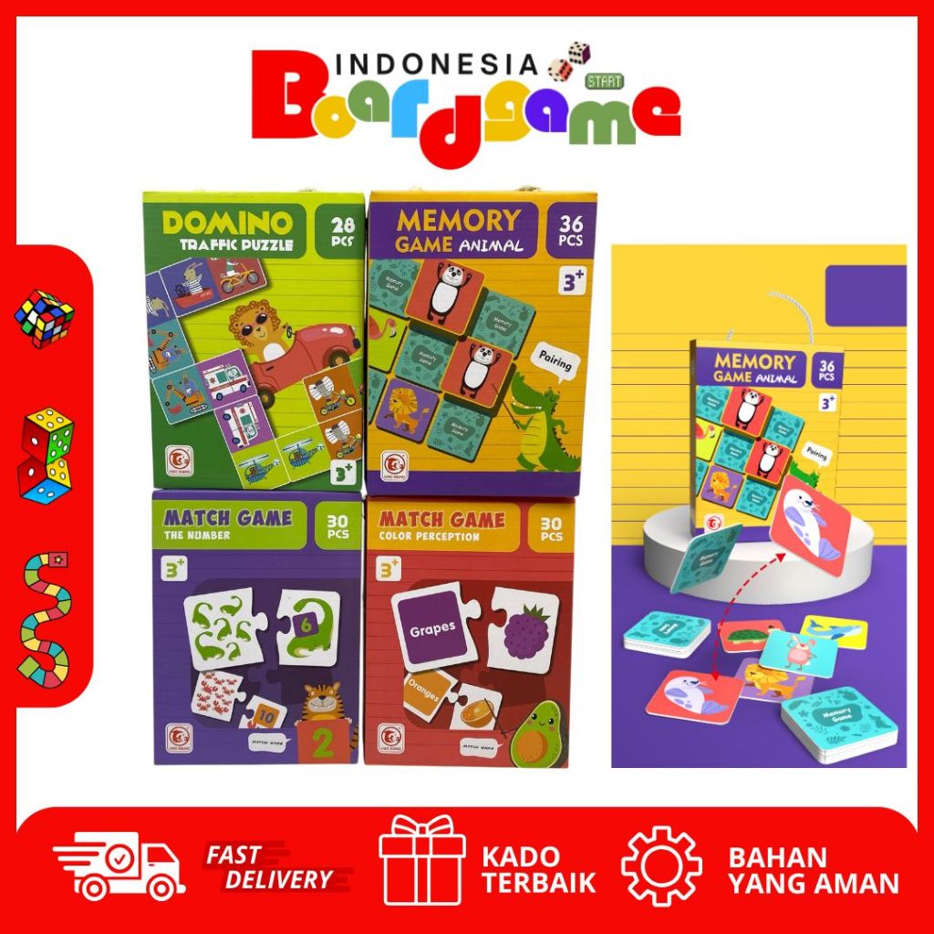 Jual Match Game Memory Game Match Number Domino Puzzle/Mainan Puzzle ...