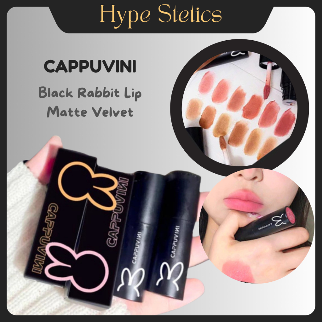 Jual BPOM CAPPUVINI Black Rabbit Lip Cream Velvet Lip Clay Lip Matte ...