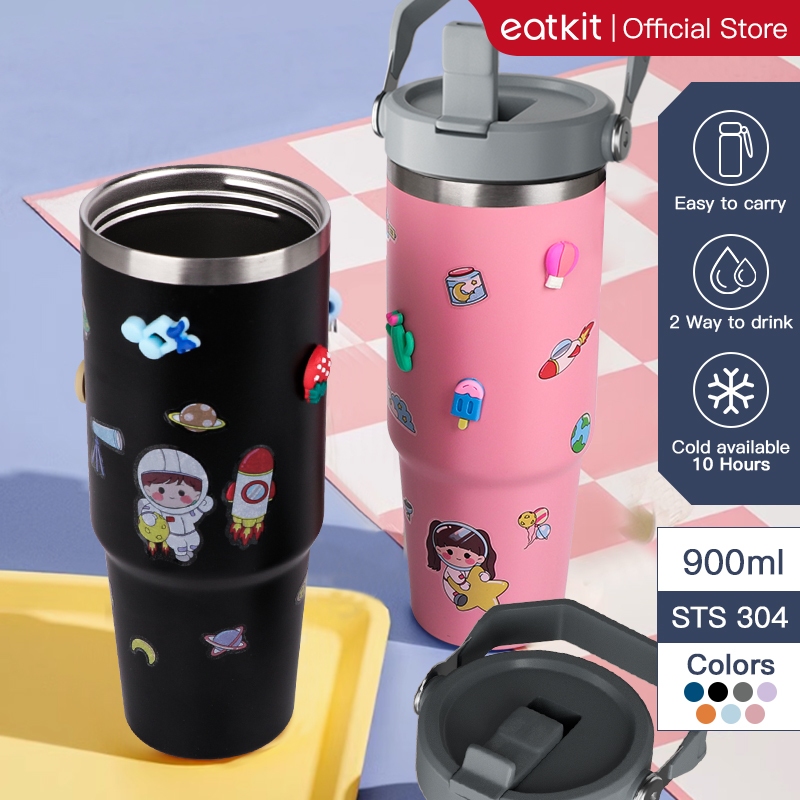 Jual 【Free Stickers】Eatkit Tumbler 304 Stainless Steel Handle 2in1 ...