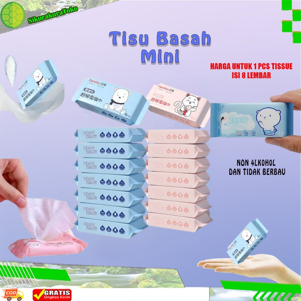Jual (sko) Mini Tisu Basah Fanrou 1 PCS Mini FAN ROUGE Tissue Basah ...