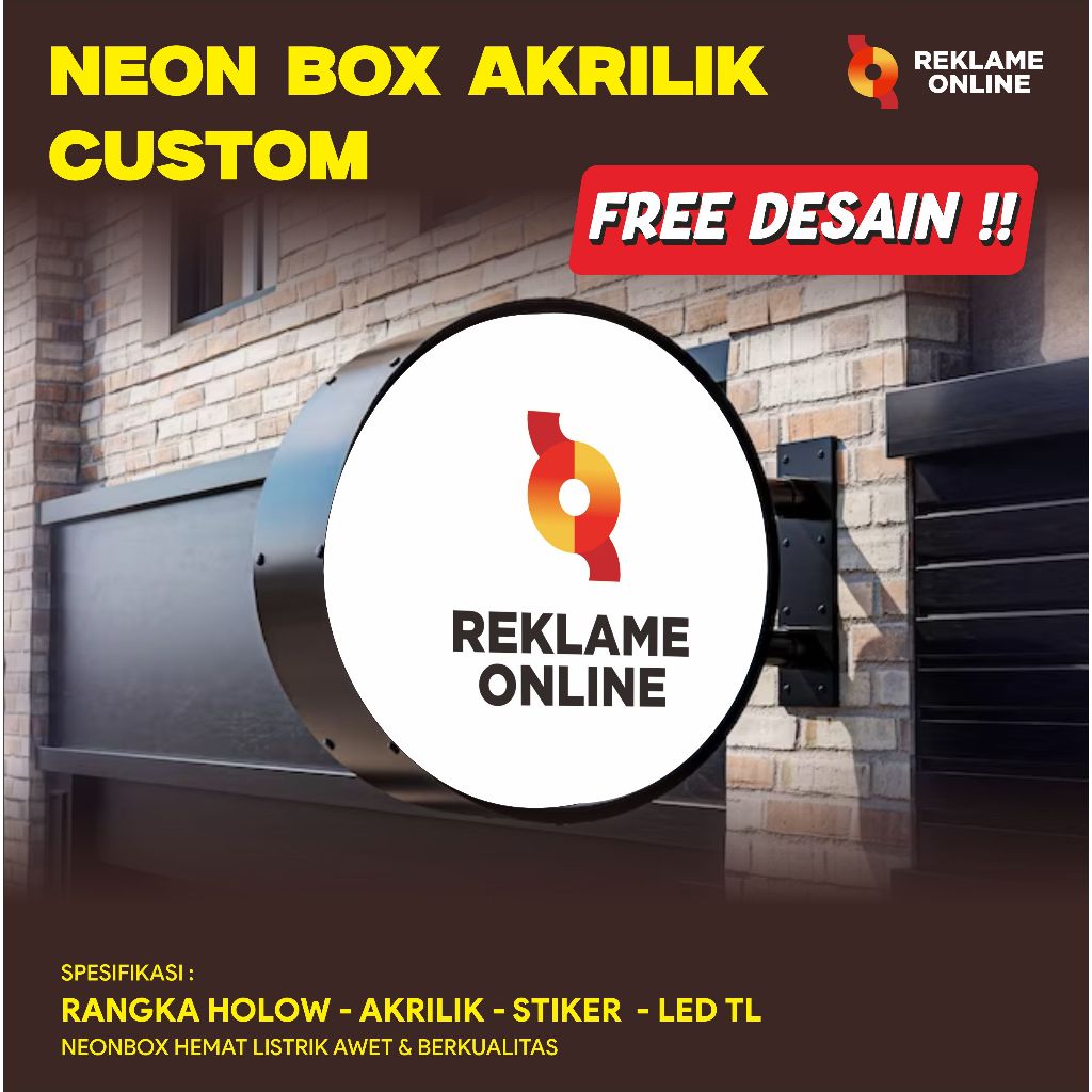 Jual Neon box / Led box Akrilik 80cm - 120cm Bulat/kotak 2 Sisi/ 1 Sisi ...