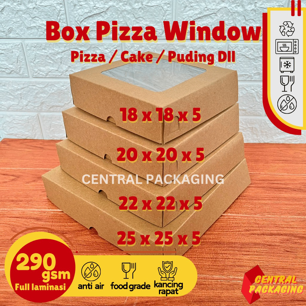 Jual Box Kraft Pizza Window 18 20 22 25 / Dus Pizza Laminasi Window ...