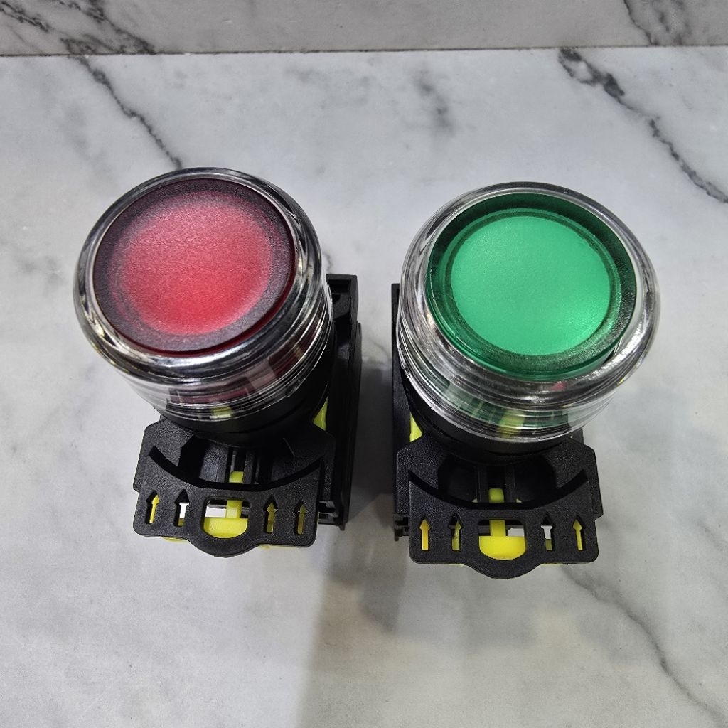 Jual PUSH BUTTON LED ILLUMINATED 22MM 220VAC LA115-A5-10HFTD PUSH LOCK ...