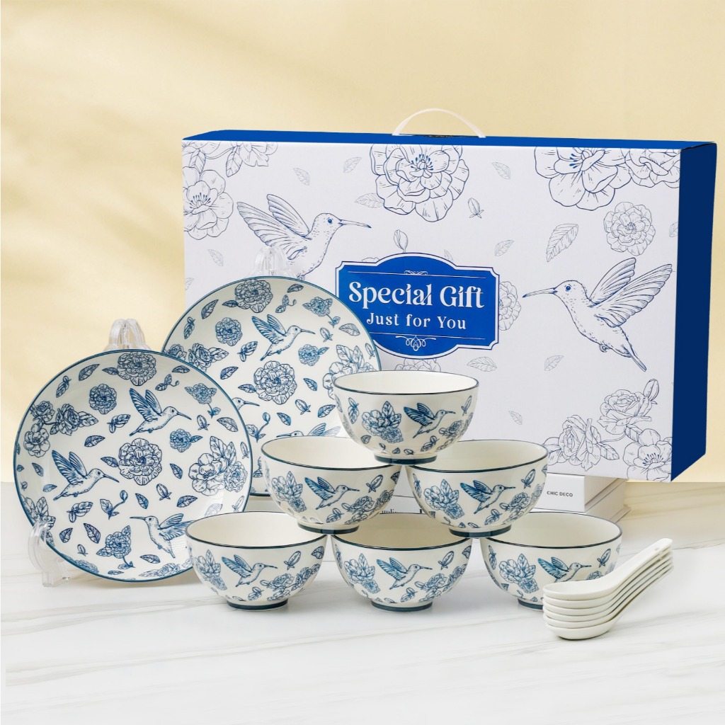 Aveline Hampers Piring Mangkok Eiko Set Japanese Style Bowl And Plate / Piring Mangkok Set Keramik Souvenir / Hampers Set Peralatan Makan