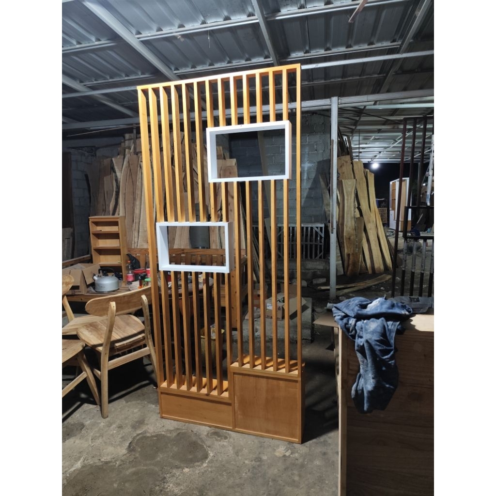Jual partisi sekat ruangan minimalis box laci kayu solid anti lapuk ...