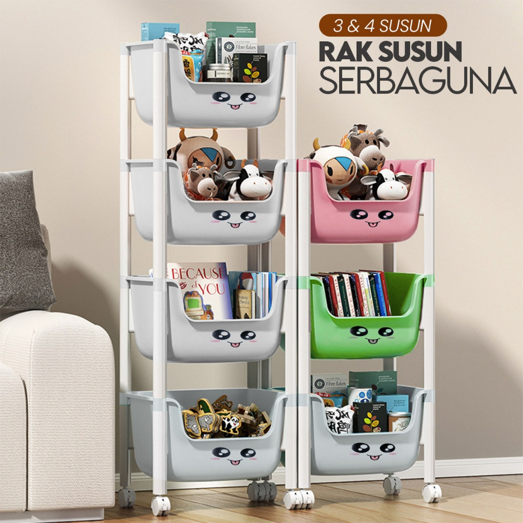 Jual IDOHOUSE Rak Roda 4 & 3 Susun Toy Storage Anak Bayi Rack Serbaguna ...