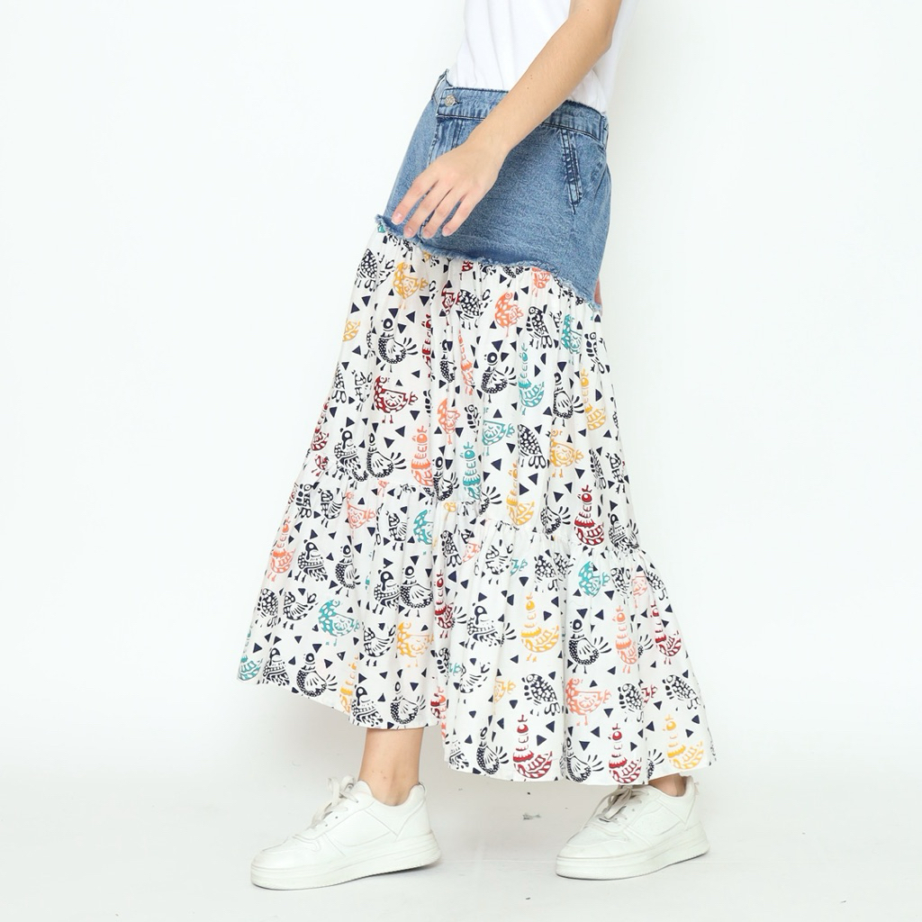 Jual Salsa rok batik mix jins denim lucu lembut kekinian | Shopee Indonesia