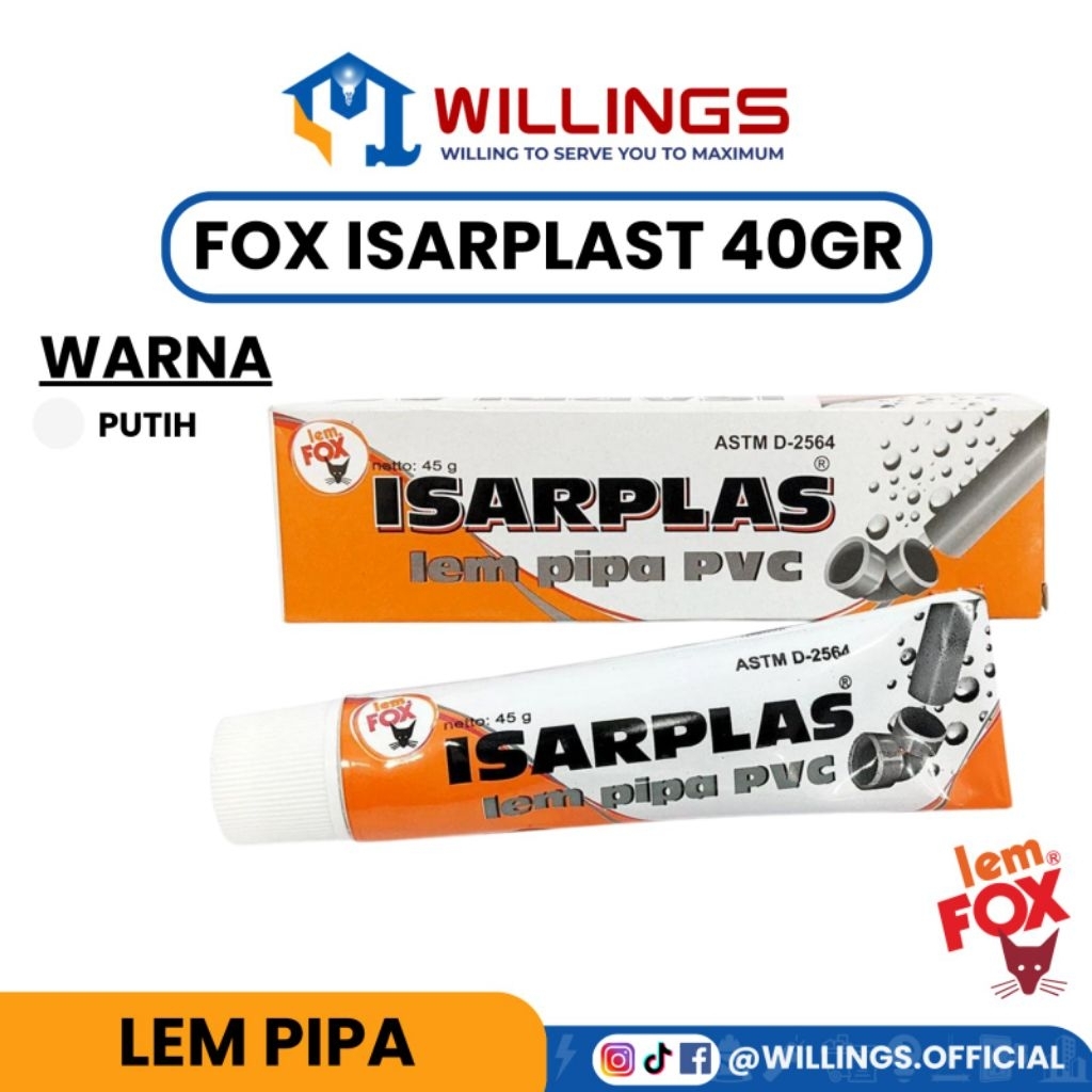 Jual WILLINGS - LEM FOX ISARPLAST 40 GR | Shopee Indonesia