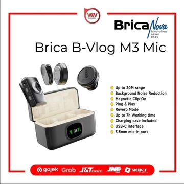 Brica B VLOG M3 Dual Magnetic Clip Wireless Microphone Clip On Mic Vlog With Charging Case BVLOG