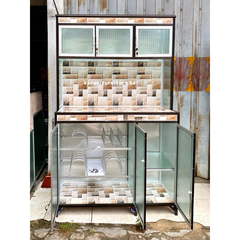 Jual RAK PIRING HOLO 3 PINTU MODEL RATA SEKAT | RAK PIRING KACA ...