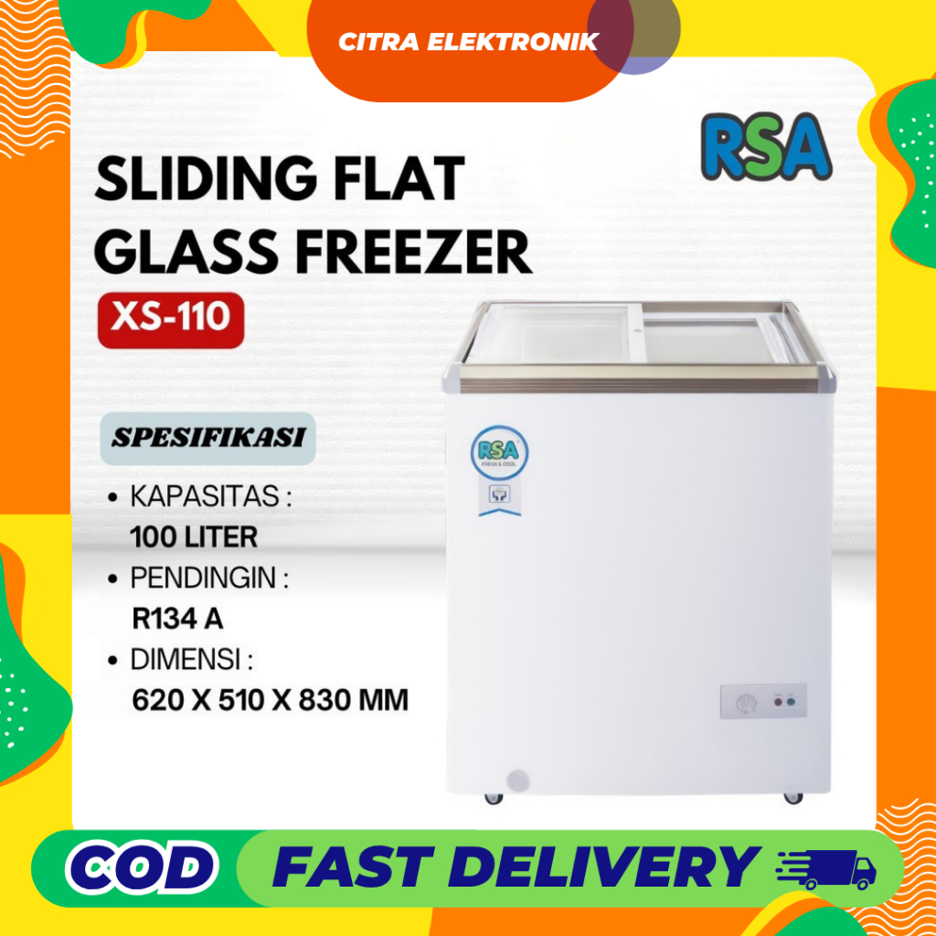 Jual RSA CHEST FREEZER SLIDE 100L/ 200L - FREEZER ICE CREAM GEA SLIDING ...