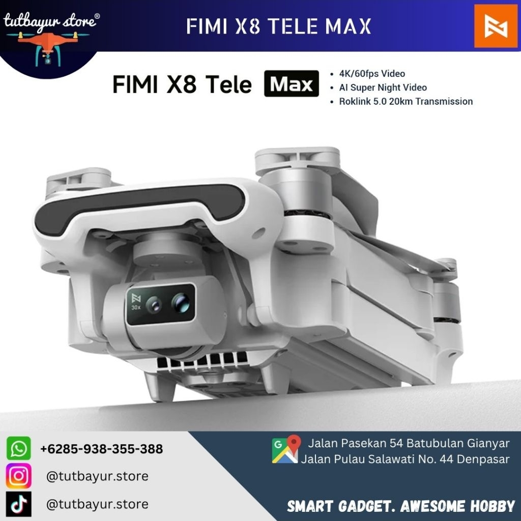 Jual FIMI X8 Tele MAX Combo 4K HDR Drone 48MP 30x Zoom Hybrid 20KM ...