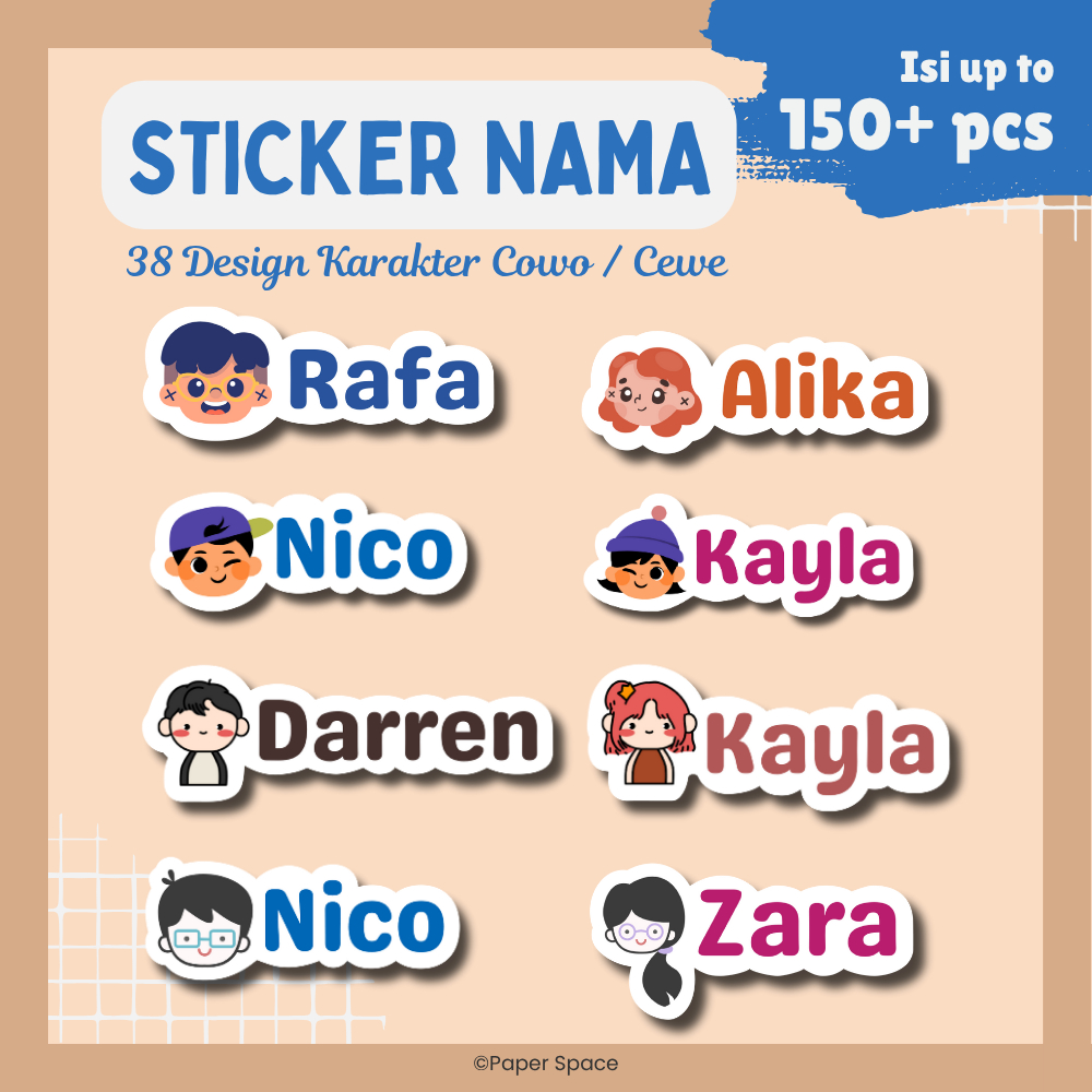 Jual Sticker Nama / Label Karakter Cowo / Cewe Lucu | Shopee Indonesia