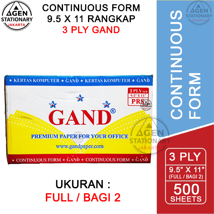 Jual KERTAS CONTINUOUS FORM GAND 9.5 X 11 3 PLY FULL BAGI 2 FAKTUR ...