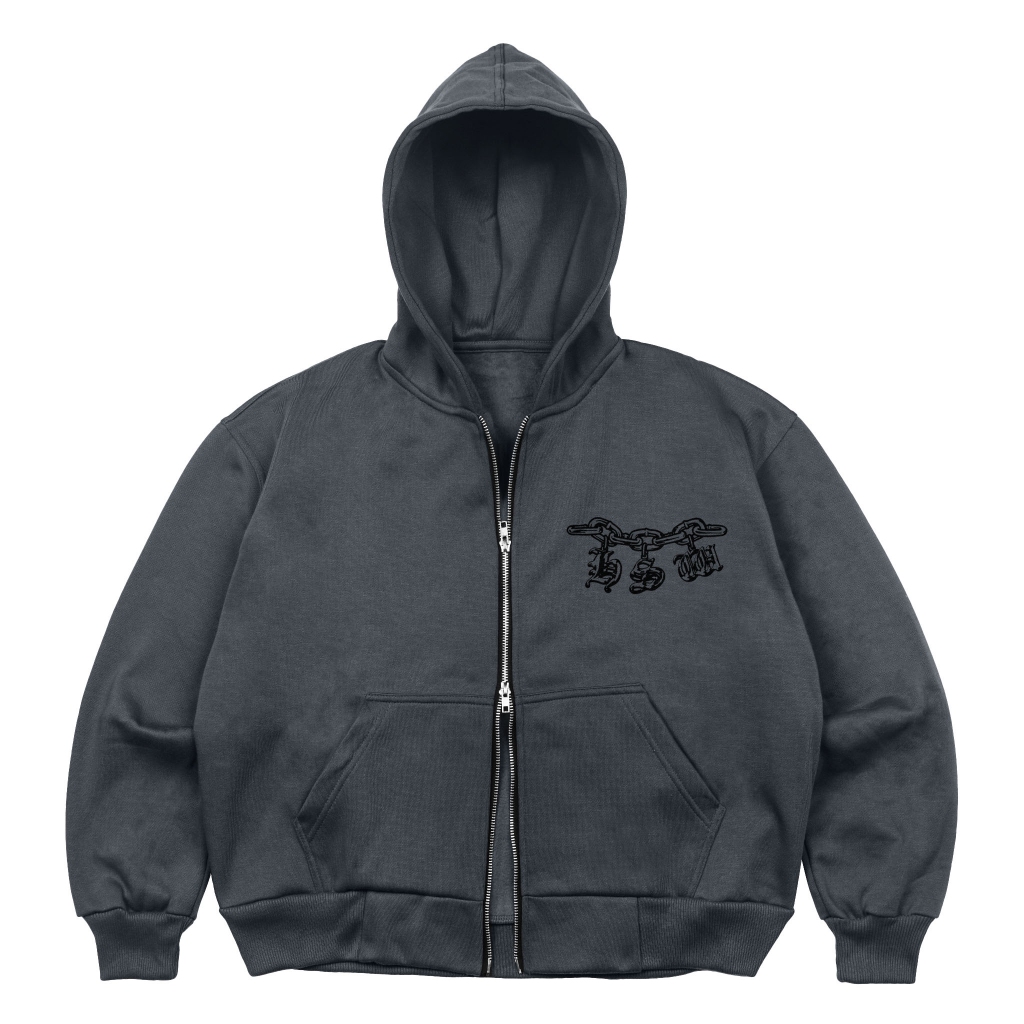 Jual Himside - Madlove Grey Hoodie Double Zip - Unisex | Shopee Indonesia