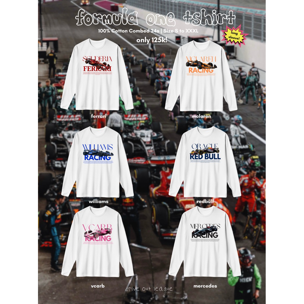 Jual Kaos Tshirt F1 Formula One Team Long Sleeve (baca deskripsi ...