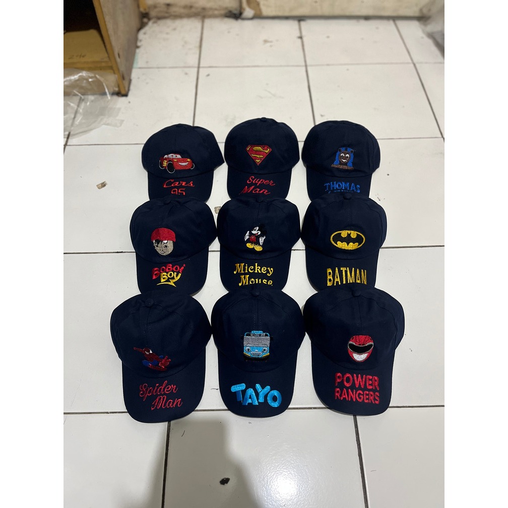 Jual Topi anak cowo cewe 2-10 tahun full bordir karakter lucu | Shopee ...