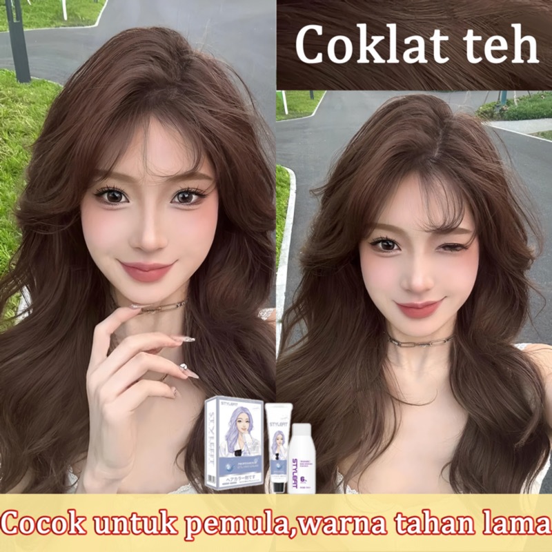 Jual 【Cat sendiri di rumah】STYLE FIT cat rambut coklat teh 200ML warna ...