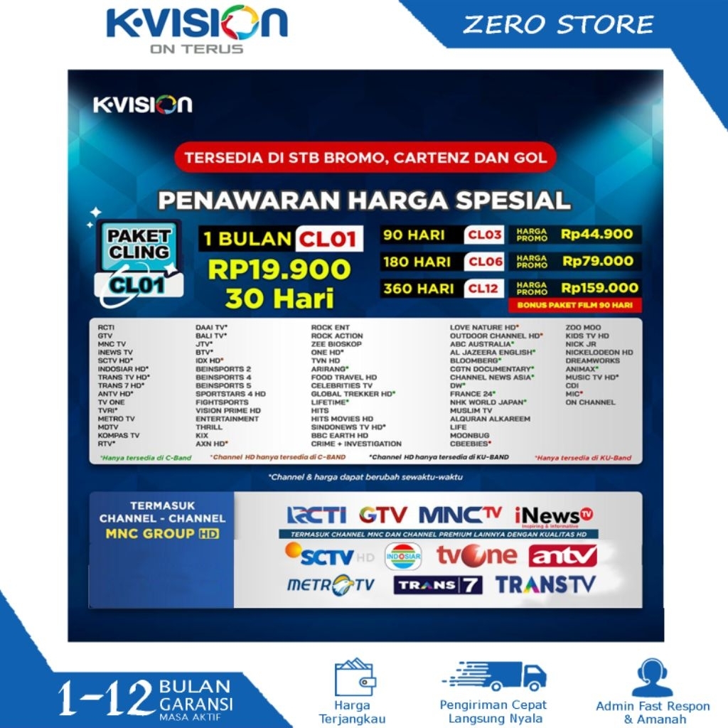 Paket Cling KVision MNC Grup CL01 CL06 Paket K-Vision
