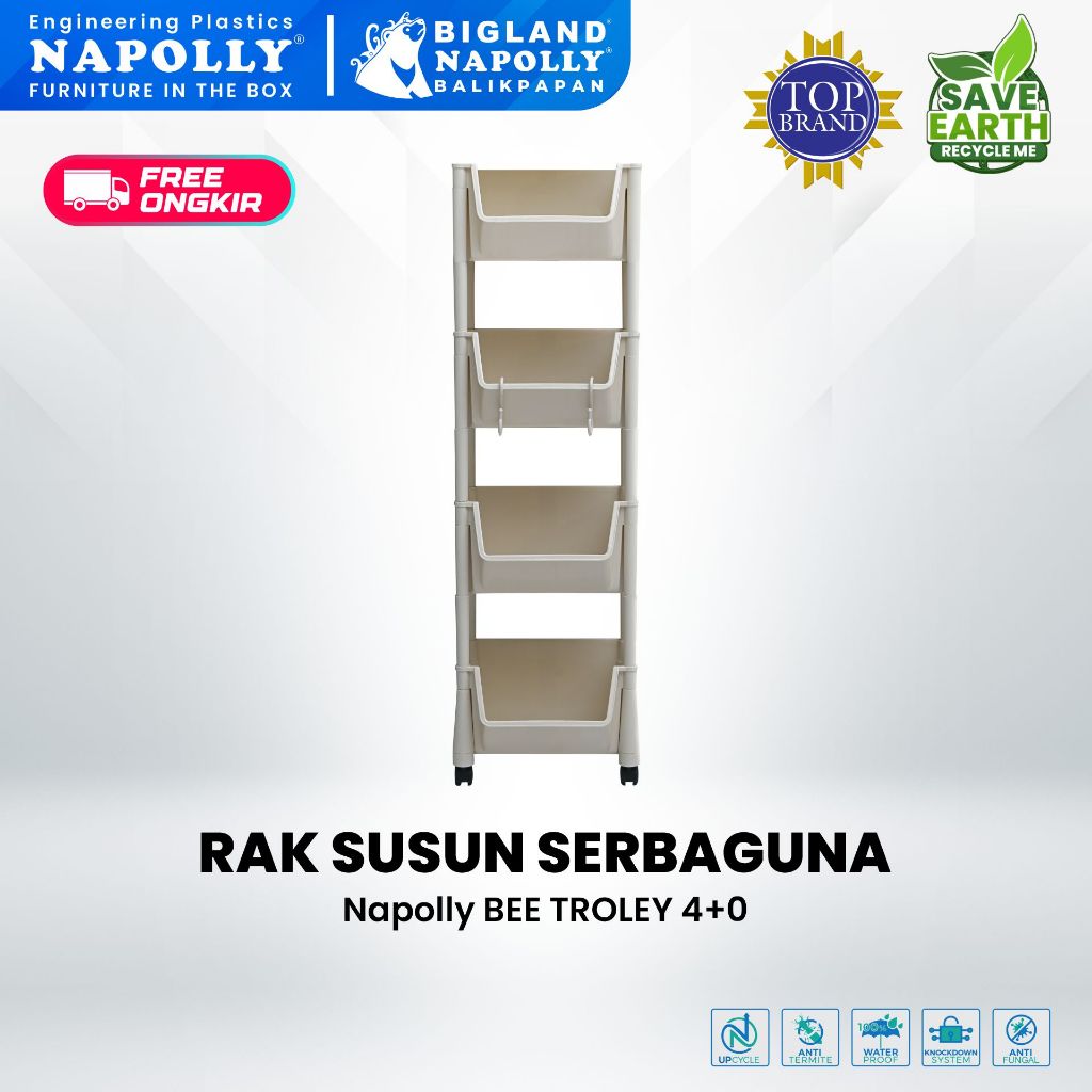Jual Napolly Bee Trolley Rak Susun Troli Serbaguna Portabel 4+0 Anti ...