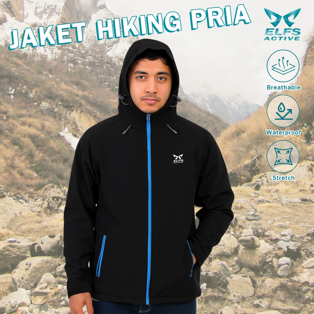 Jual Elfs Active Jaket Hiking Pria Water Resistant Soft Shell