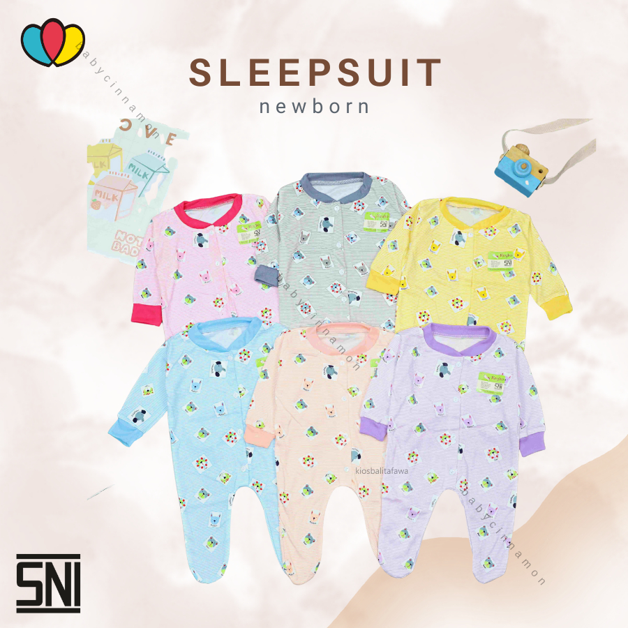 Jual (0-6 Bulan) Sleepsuit Bayi Newborn Tutup Kaki / SNI Bahan Katun