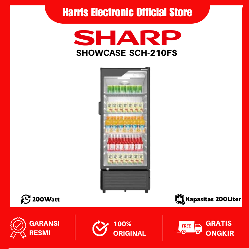 Jual SHOWCASE SHARP SCH 210 FS MESIN PENDINGIN MINUMAN 3 RAK ...
