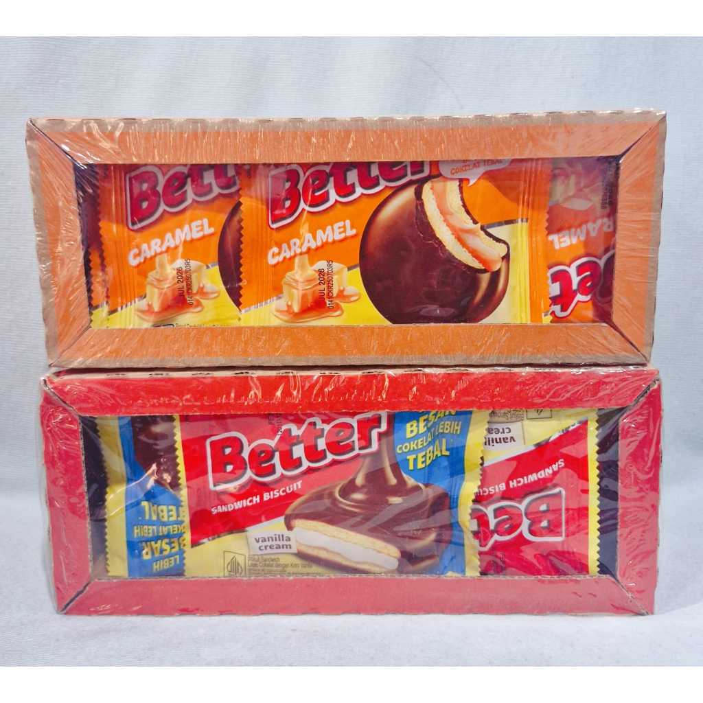 Jual Better Sandwich Biscuit Chocolate / Caramel (1 Box isi (10+1) Pcs ...