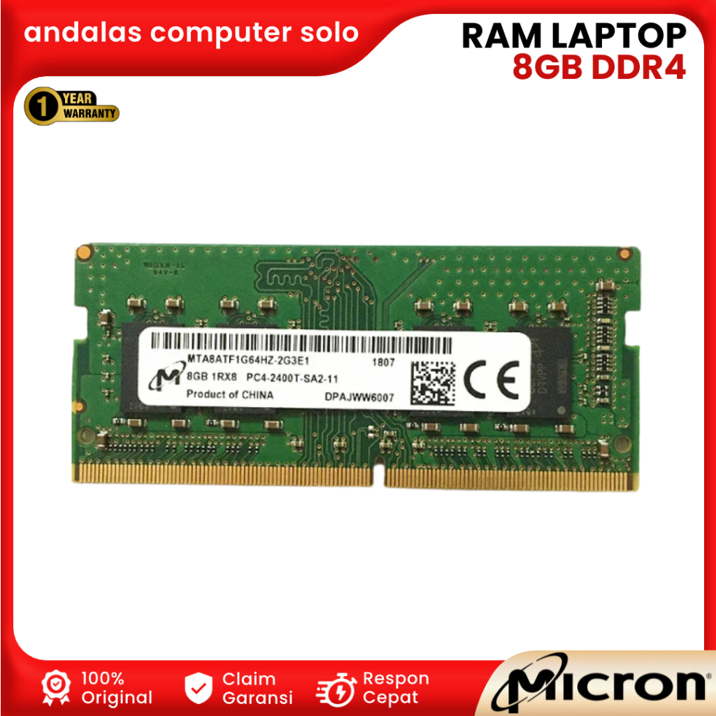 2x16GB 32GB LAPTOP RAM Micron MTA16ATF2G64HZ-2G3H1 - 2RX8 PC4