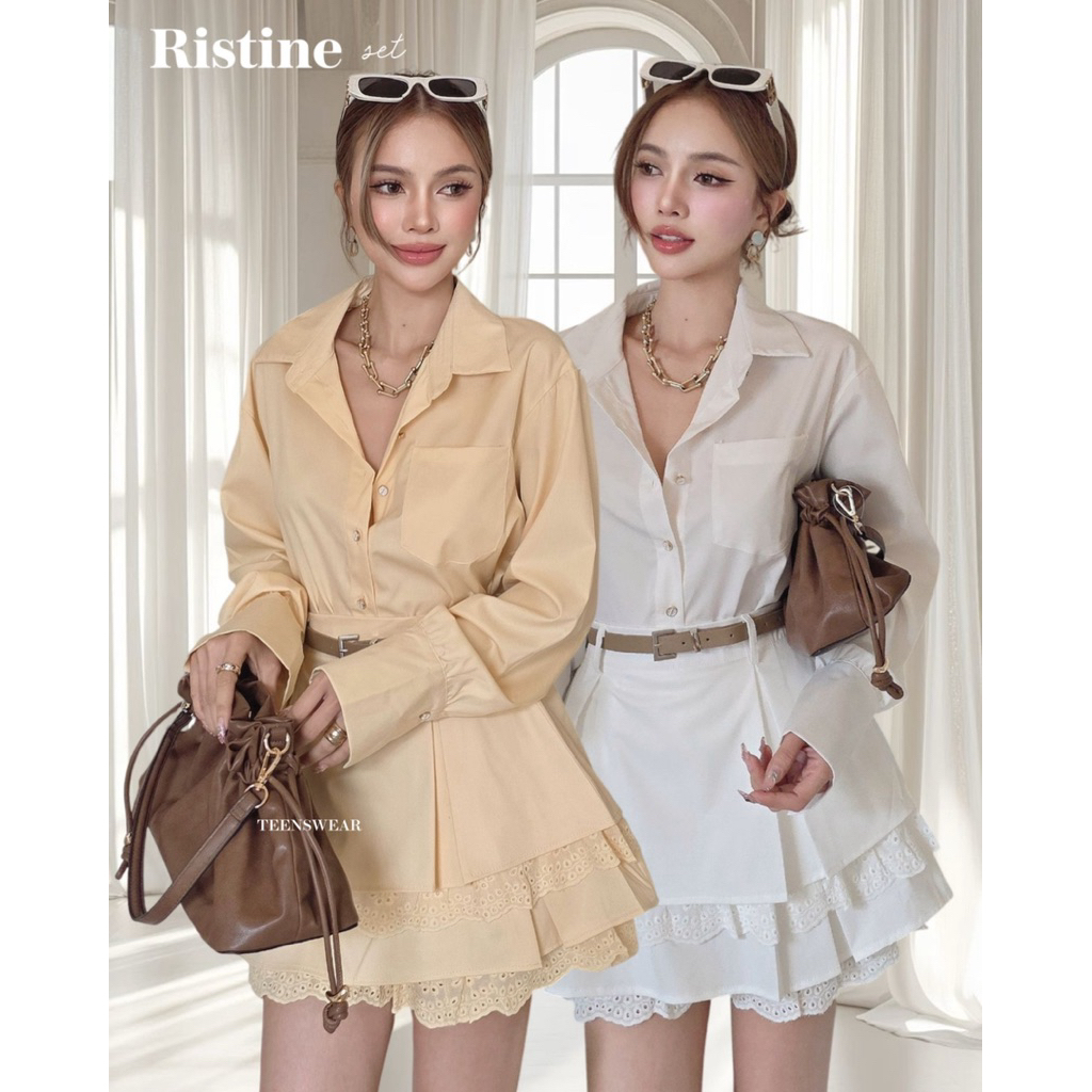 Jual Ristine Set (Cotton Candy Set Basic Shirt Layer Skort Free Belt ...