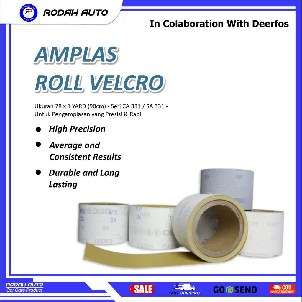 Jual AMPLAS ROLL VELCRO RODAH AUTO UKURAN 78 x 1 YARD | Shopee Indonesia