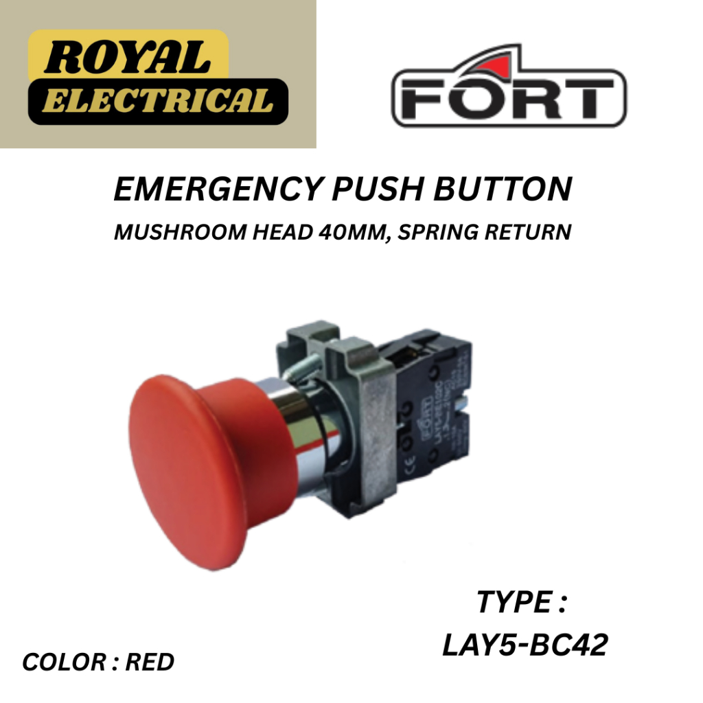Jual FORT EMERGENCY PUSH BUTTON /22MM / 1NC / RED - Type LAY5-BC42 ...