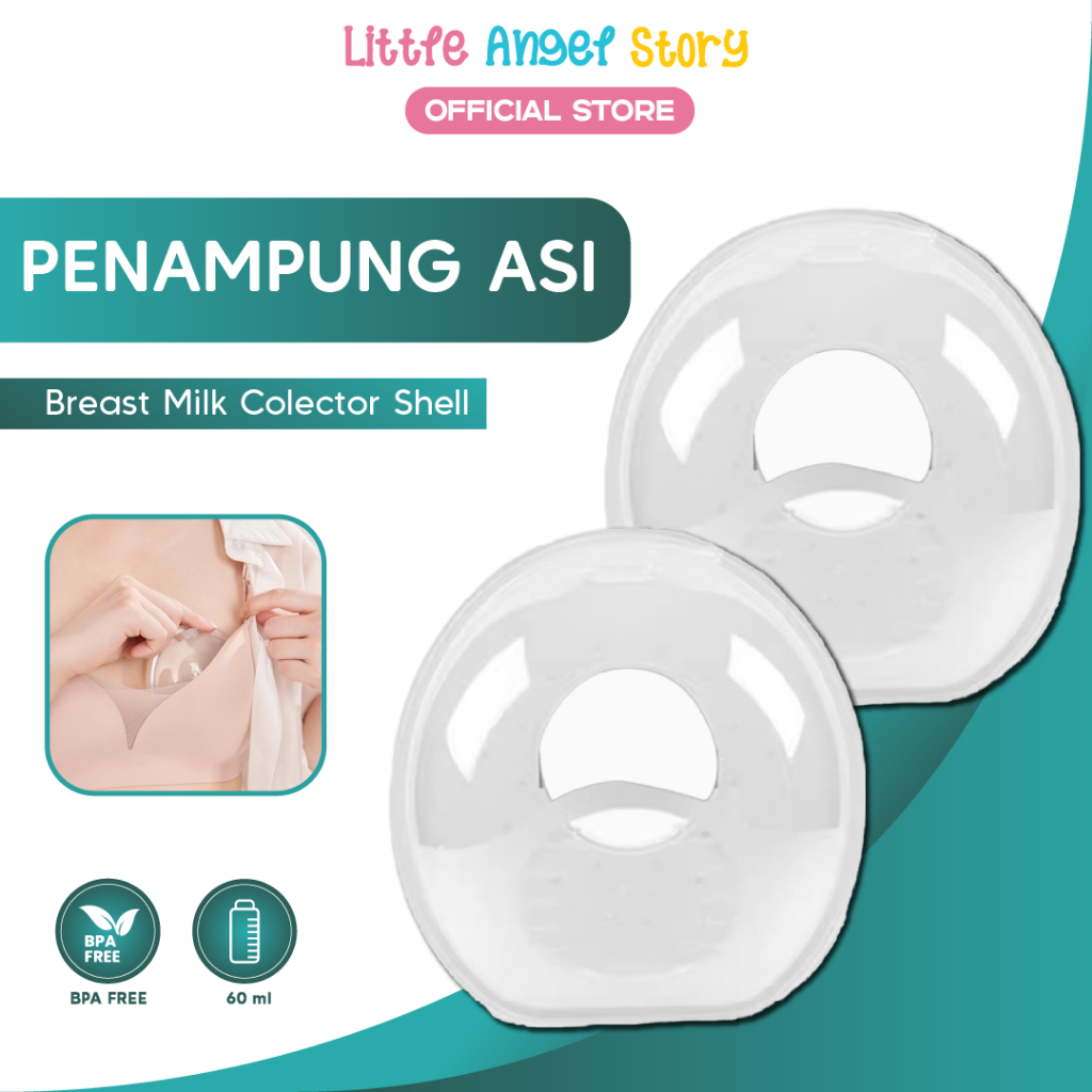 LITTLE ANGEL Wadah Penampung Tetesan ASI Silikon Breast Milk Collection Shell Breast Pad Susu Ibu Menyusui ASI Bayi Anak Kantong Anti Rembes