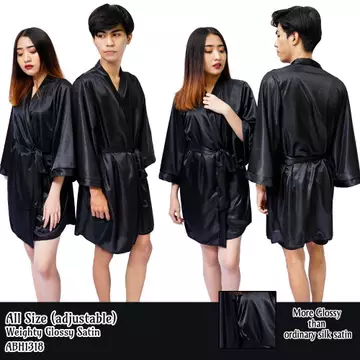 Folva Kimono Baju Tidur Couple Satin 1318BCPL Hitam All Size