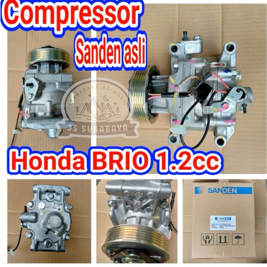 Jual Kompresor Brio 1.2 1200 cc Sanden asli Honda Compressor Ac mobil ...