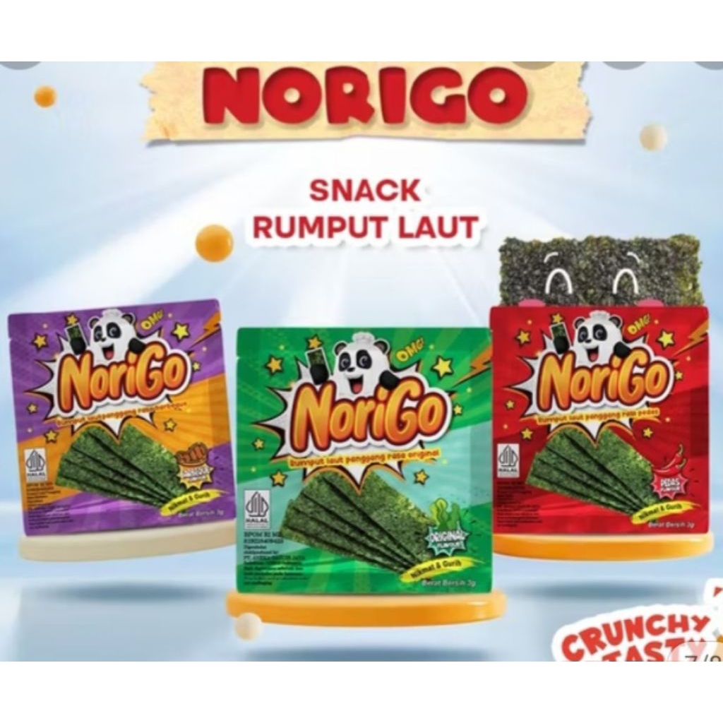 Jual NORIGO Snack Rumput Laut Box isi 13 sachet @3gram | Shopee Indonesia