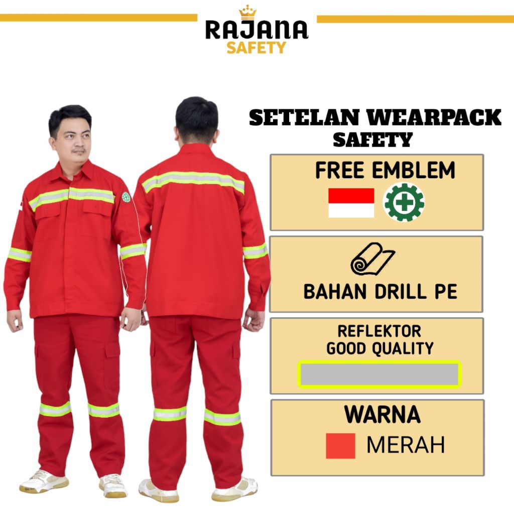 Jual Rajana Safety - Setelan wearpack safety warna merah atasan dan ...