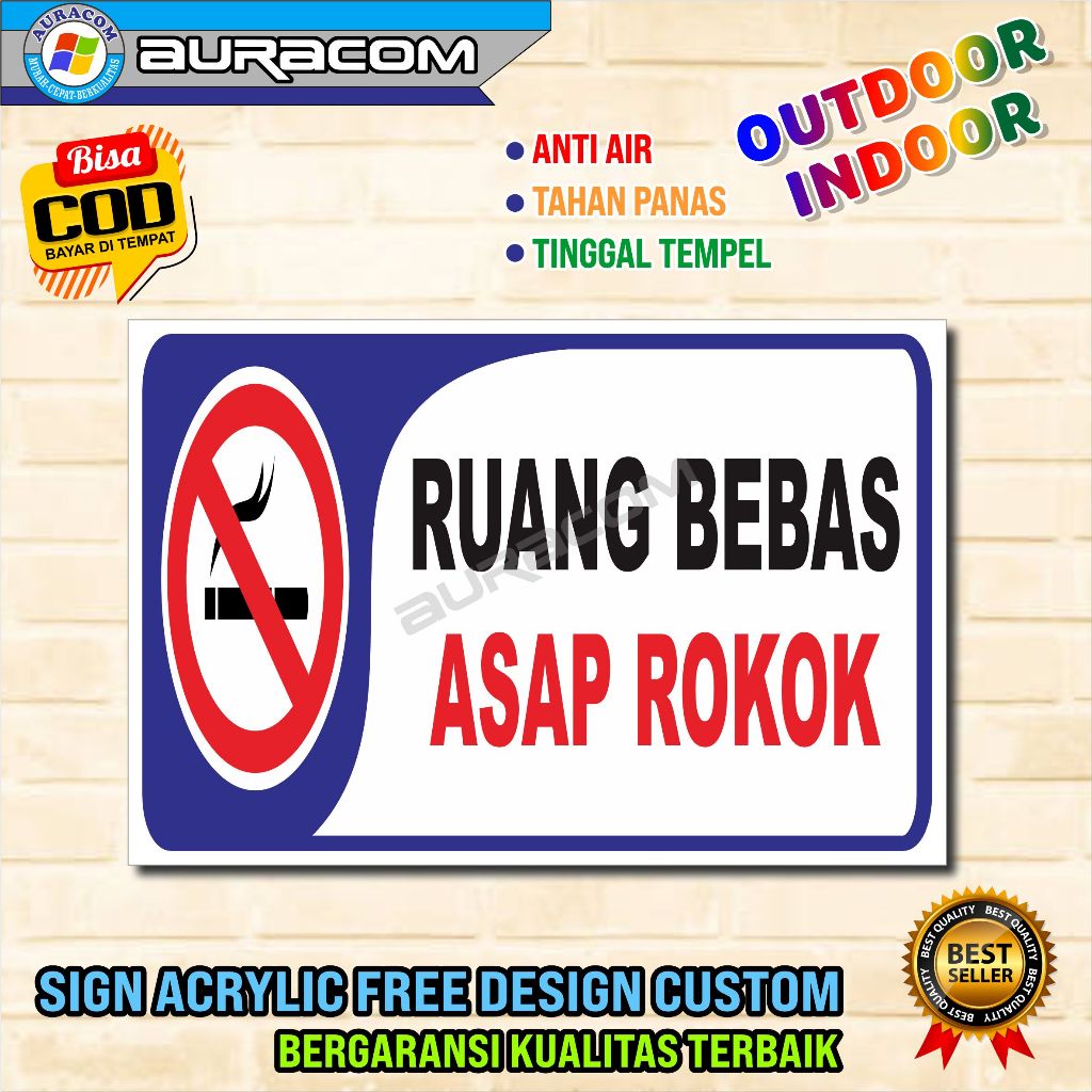 Jual Akrilik Sign Ruang Bebas Asap Rokok No Smoking Signage Hiasan ...