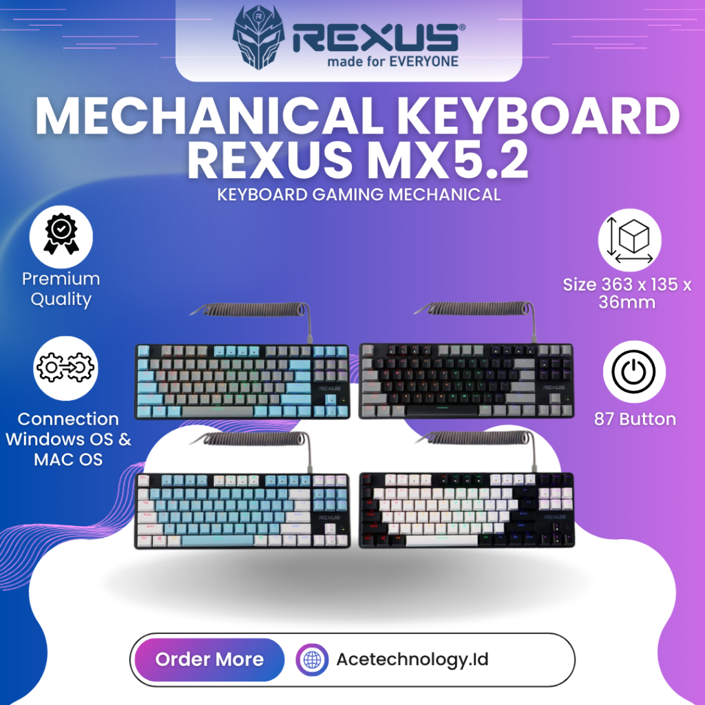 Jual Rexus MX5.2 TKL Gaming Keyboard – Mechanical Original RGB | Shopee ...
