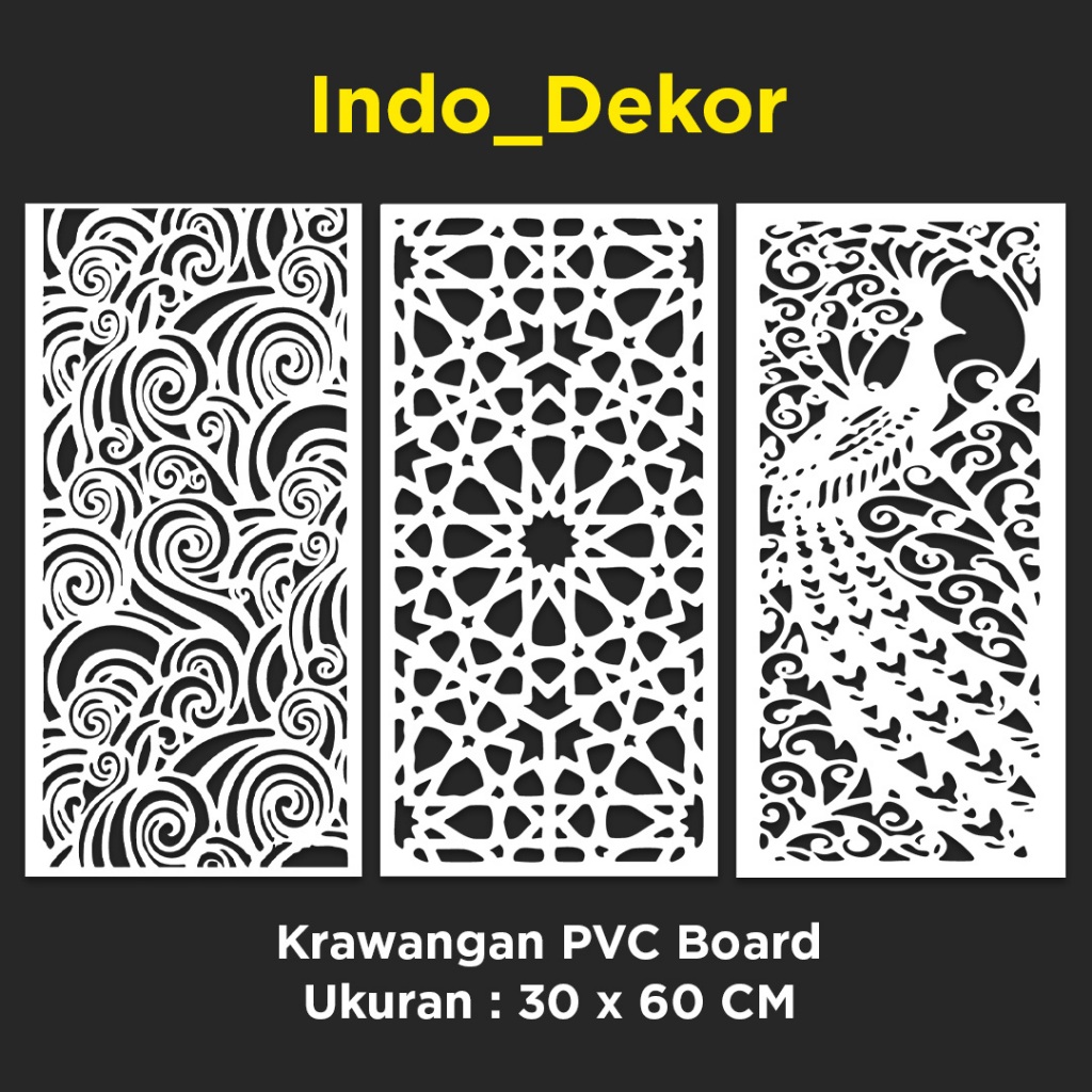 Ornamen PVC Foam Board Ukuran 30x60 Motif Minimalis || Krawangan Panel Dinding Plavon Tebal 5mm