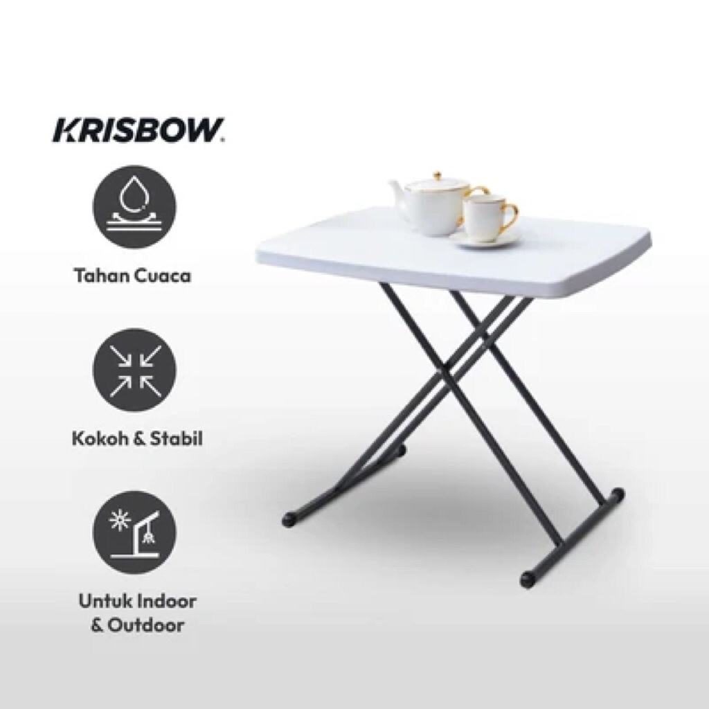 Jual KRISBOW MEJA LIPAT PERSONAL ADJUSTABLE PUTIH OUTDOOR & INDOOR 76 X ...