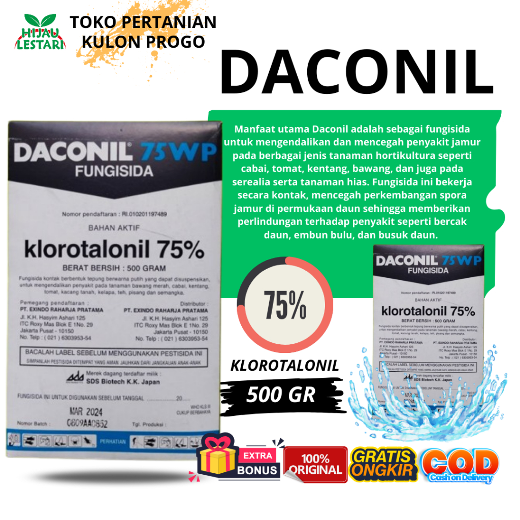 Jual Daconil 75wp 500gr Fungisida kemasan 100 dan 500GR original ...
