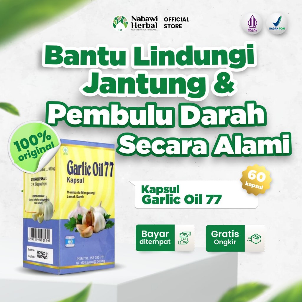 GARLIC OIL 77 - Membantu Menurunkan Kolesterol dan Darah Tinggi Isi 60 Kapsul