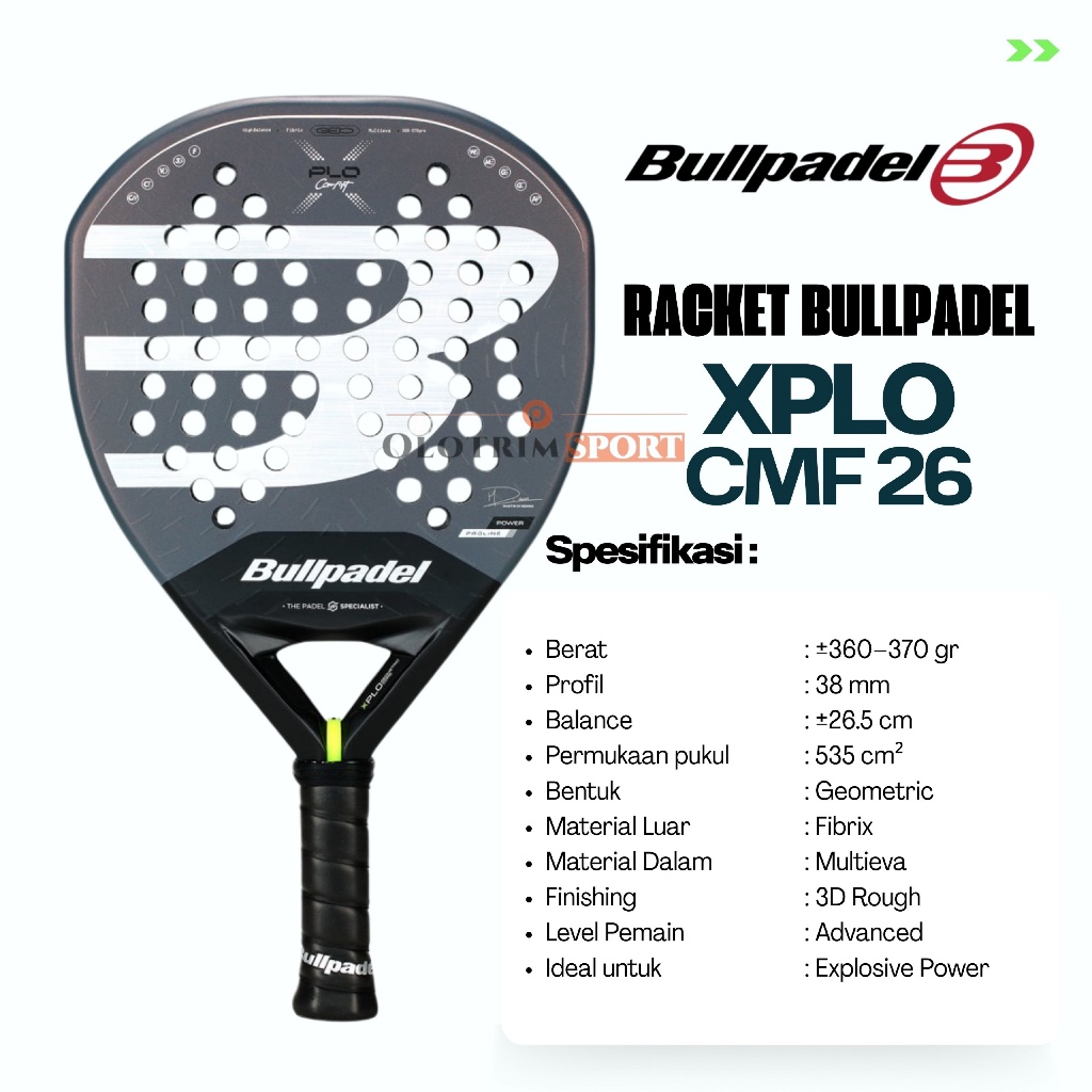 Jual BULLPADEL XPLO CMF 26 Racket Bull Padel Raket Original | Shopee ...